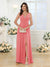 A-Line/Princess V-Neck Long Wedding Party Dresses with Split Side & Pockets