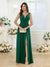 A-Line/Princess V-Neck Long Wedding Party Dresses with Split Side & Pockets