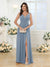 A-Line/Princess V-Neck Long Wedding Party Dresses with Split Side & Pockets