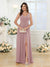 A-Line/Princess V-Neck Long Wedding Party Dresses with Split Side & Pockets