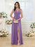 A-Line/Princess V-Neck Long Wedding Party Dresses with Split Side & Pockets
