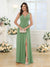 A-Line/Princess V-Neck Long Wedding Party Dresses with Split Side & Pockets