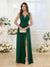 A-Line/Princess V-Neck Long Wedding Party Dresses with Split Side & Pockets