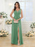 A-Line/Princess V-Neck Long Wedding Party Dresses with Split Side & Pockets