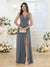 A-Line/Princess V-Neck Long Wedding Party Dresses with Split Side & Pockets