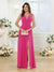 A-Line/Princess V-Neck Long Wedding Party Dresses with Split Side & Pockets