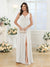 A-Line/Princess V-Neck Long Wedding Party Dresses with Split Side & Pockets