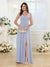 A-Line/Princess V-Neck Long Wedding Party Dresses with Split Side & Pockets