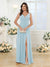 A-Line/Princess V-Neck Long Wedding Party Dresses with Split Side & Pockets
