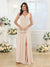 A-Line/Princess V-Neck Long Wedding Party Dresses with Split Side & Pockets