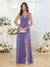 A-Line/Princess V-Neck Long Wedding Party Dresses with Split Side & Pockets