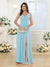 A-Line/Princess V-Neck Long Wedding Party Dresses with Split Side & Pockets