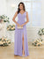 A-Line/Princess V-Neck Long Wedding Party Dresses with Split Side & Pockets