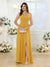 A-Line/Princess V-Neck Long Wedding Party Dresses with Split Side & Pockets