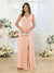 A-Line/Princess V-Neck Long Wedding Party Dresses with Split Side & Pockets