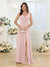 A-Line/Princess V-Neck Long Wedding Party Dresses with Split Side & Pockets