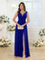 A-Line/Princess V-Neck Long Wedding Party Dresses with Split Side & Pockets