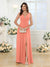 A-Line/Princess V-Neck Long Wedding Party Dresses with Split Side & Pockets