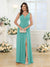 A-Line/Princess V-Neck Long Wedding Party Dresses with Split Side & Pockets
