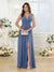A-Line/Princess V-Neck Long Wedding Party Dresses with Split Side & Pockets