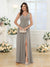 A-Line/Princess V-Neck Long Wedding Party Dresses with Split Side & Pockets
