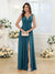 A-Line/Princess V-Neck Long Wedding Party Dresses with Split Side & Pockets