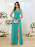 A-Line/Princess V-Neck Long Wedding Party Dresses with Split Side & Pockets