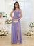 A-Line/Princess V-Neck Long Wedding Party Dresses with Split Side & Pockets