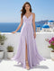 A-Line/Princess Spaghetti Straps Long Wedding Party Dresses with Split Side