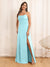 A-Line/Princess Spaghetti Straps Long Wedding Party Dresses with Split Side