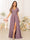 A-Line/Princess V-Neck Short Sleeves Long Bridesmaid Dresses with Split Side