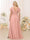 A-Line/Princess V-Neck Short Sleeves Long Plus Size Bridesmaid Dresses with Split Side