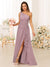 A-Line/Princess One-Shoulder Long Bridesmaid Dresses with Split Side