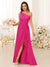 A-Line/Princess One-Shoulder Long Bridesmaid Dresses with Split Side