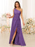 A-Line/Princess One-Shoulder Long Bridesmaid Dresses with Split Side