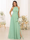A Line/Princess Halter Long Bridesmaid Dresses with Split Side