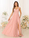 A-Line/Princess V-Neck Floor Length Bridesmaid Dresses With Split Side