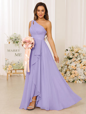 lilac one shoulder bridesmaid dresses KissProm