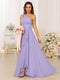 A-Line/Princess One-Shoulder Long Bridesmaid Dresses With Split Side