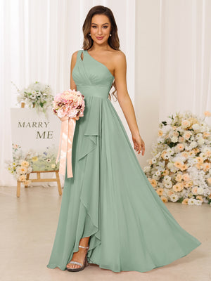 side split bridesmaid dresses A Line Long Champagne Simple Bridesmaid Dress Side Split 242242021 -