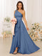 A-Line/Princess One-Shoulder Long Bridesmaid Dresses With Split Side