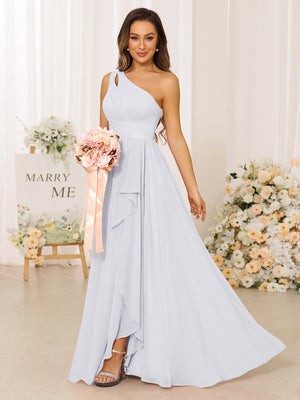 one shoulder white bridesmaid dresses White Satin One Shoulder Bridesmaid Dresses, Wedding Party Dresses, MBD188