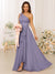 A-Line/Princess One-Shoulder Long Bridesmaid Dresses With Split Side