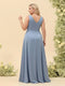 A-Line/Princess Asymmetrical V-Neck Plus Size Bridesmaid Dresses With Ruffles