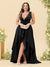 A-Line/Princess Asymmetrical V-Neck Plus Size Bridesmaid Dresses With Ruffles