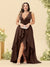 A-Line/Princess Asymmetrical V-Neck Plus Size Bridesmaid Dresses With Ruffles