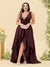 A-Line/Princess Asymmetrical V-Neck Plus Size Bridesmaid Dresses With Ruffles