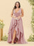 A-Line/Princess Asymmetrical V-Neck Plus Size Bridesmaid Dresses With Ruffles