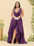 A-Line/Princess Asymmetrical V-Neck Plus Size Bridesmaid Dresses With Ruffles