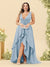 A-Line/Princess Asymmetrical V-Neck Plus Size Bridesmaid Dresses With Ruffles
